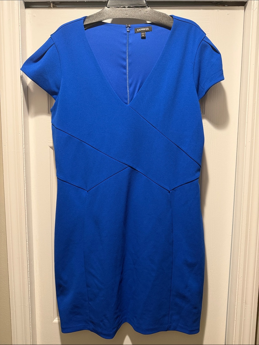 Express Cobalt Blue V-Neck Sheath Dress